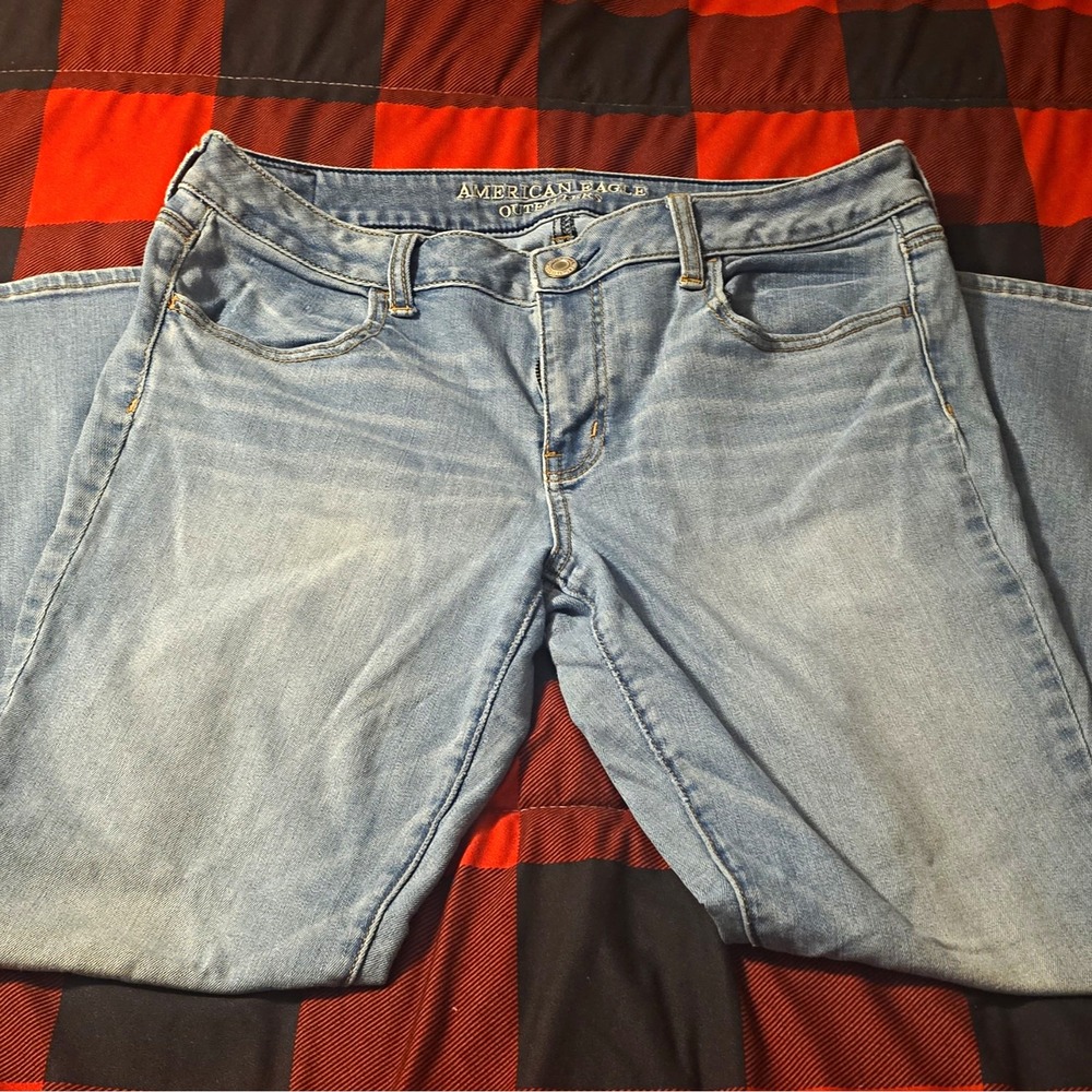 American Eagle Outfitters Womens Blue Light Wash Jegging Jeans, Stretch